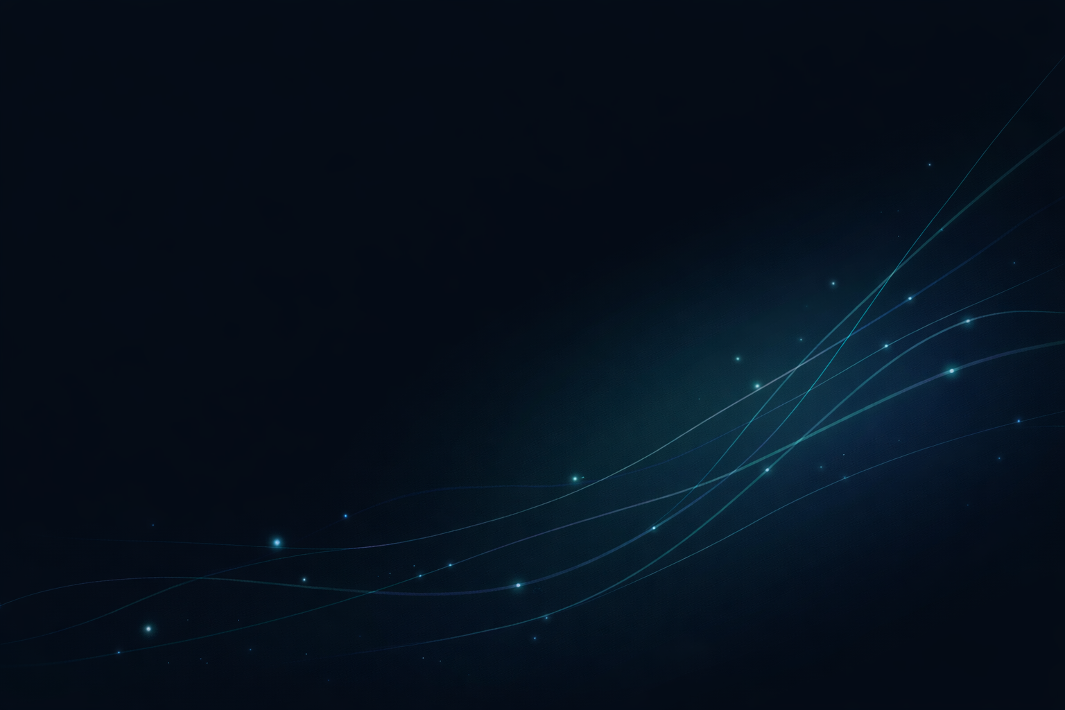 Abstract dark background with blue light trails Dark abstract background image with blue light lines and glowing dots on the right side